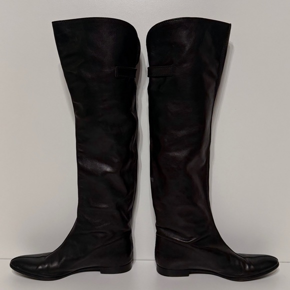 Sergio Rossi Knee High Tall Boots with Side Buckle Detail - Picture 3 of 17